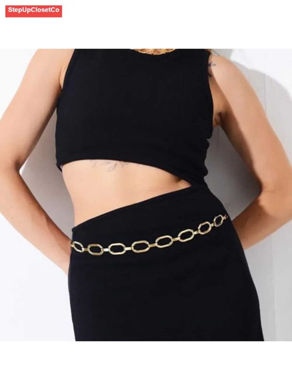 O-Ring Metal Waist Chain Belt for Women Adjustable Gold Belt for Jeans Dress